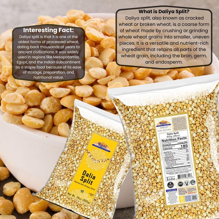 Rani Daliya Split (Roasted Split Chickpeas Dalia) 800g (28oz) ~ All Natural | Vegan | Kosher | Indian Origin
