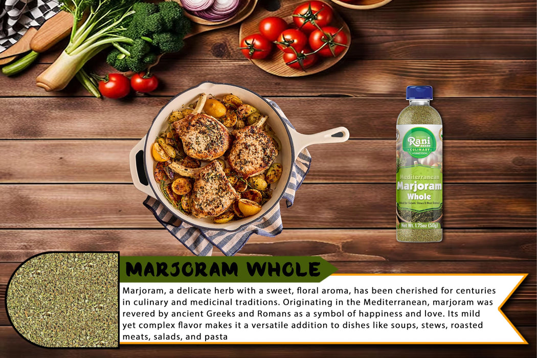 Rani Marjoram Whole (Ideal for Salads, Stews & Meat Dishes) 1.75oz (50g) PET Jar ~ All Natural | Gluten Friendly | NON-GMO | Kosher | Vegan | Product of USA