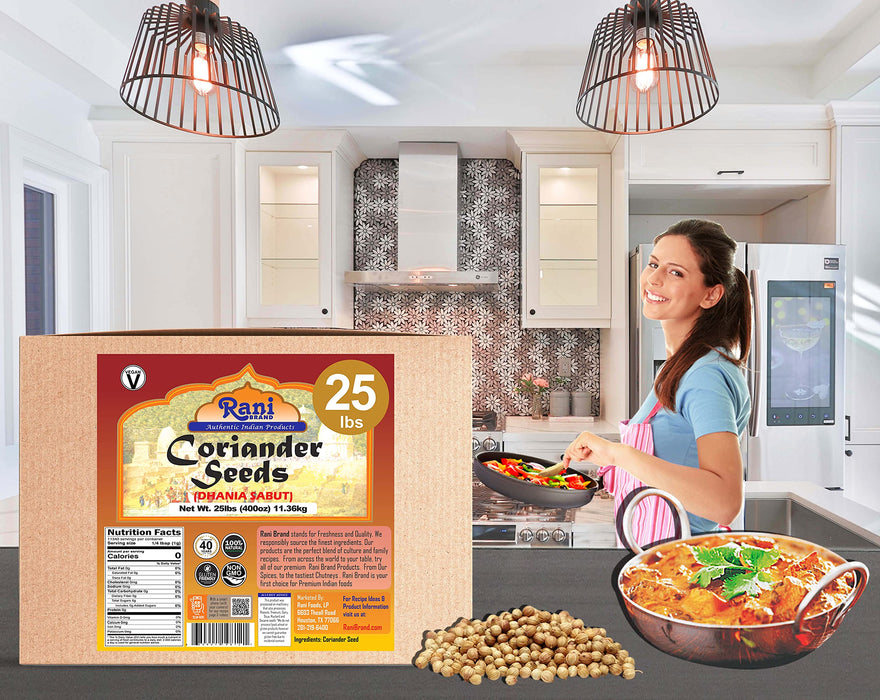 Rani Coriander (Dhania) Seeds Whole, Indian Spice, 400oz (25lbs) 11.36kg, Bulk Box ~ All Natural | Gluten Friendly | NON-GMO | Vegan | Indian Origin