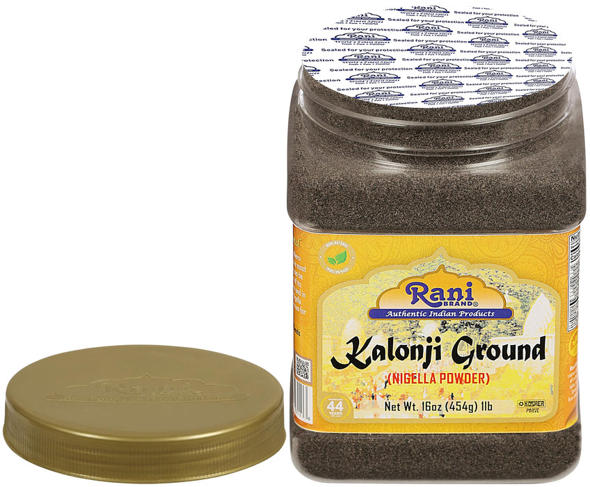Rani Kalonji (Black Seed, Nigella Sativa, Black Cumin) Ground, Powder 16oz (1lb) 454g PET Jar ~ All Natural | Gluten Friendly | NON-GMO | Vegan | Kosher | Indian Origin