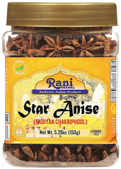 Rani Star Anise Seeds, Whole Pods (Badian Khatai) Spice 5.29oz (150g) PET Jar ~ All Natural | Gluten Friendly | NON-GMO | Vegan | Kosher | Indian Origin