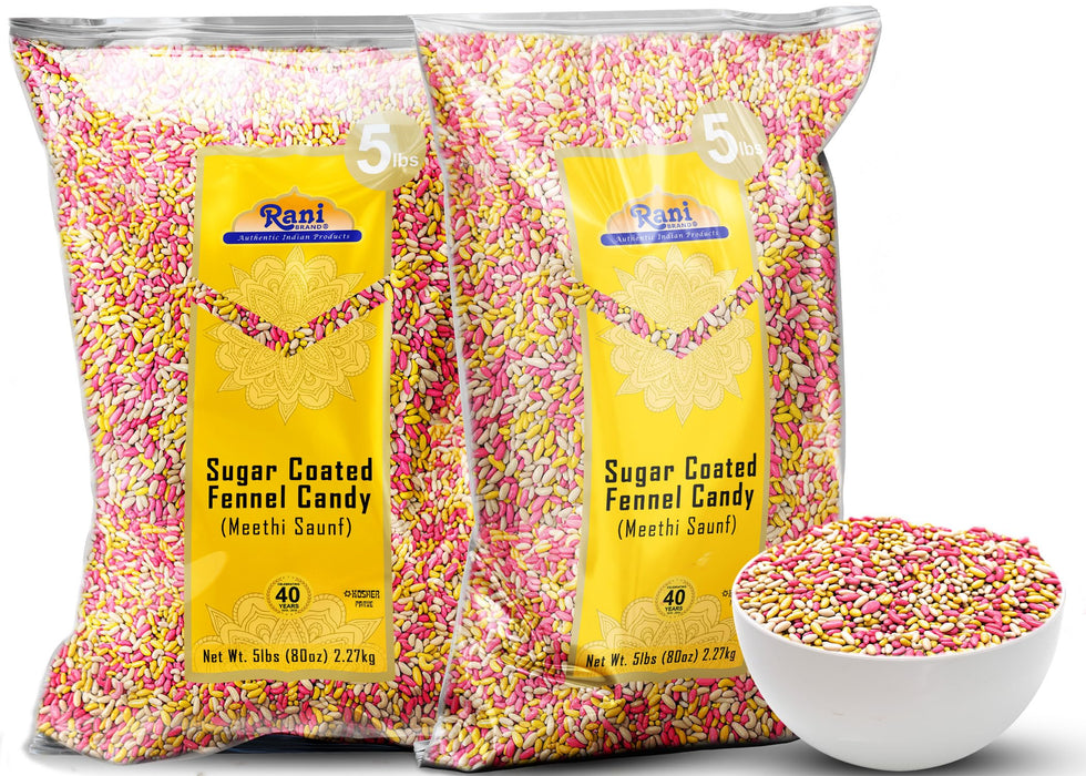 Rani Sugar Coated Fennel Candy 80oz (5lbs) 2.27kg Bulk ~ Indian After Meal Digestive Treat | Vegan | Gluten Friendly | NON-GMO | Kosher | Indian Origin