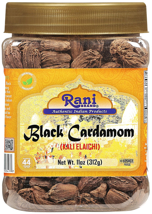 Rani Black Cardamom Pods (Kali Elachi) Whole Indian Spice 11oz (312g) PET Jar ~ Natural | Vegan | Gluten Friendly | NON-GMO | Kosher | Indian Origin