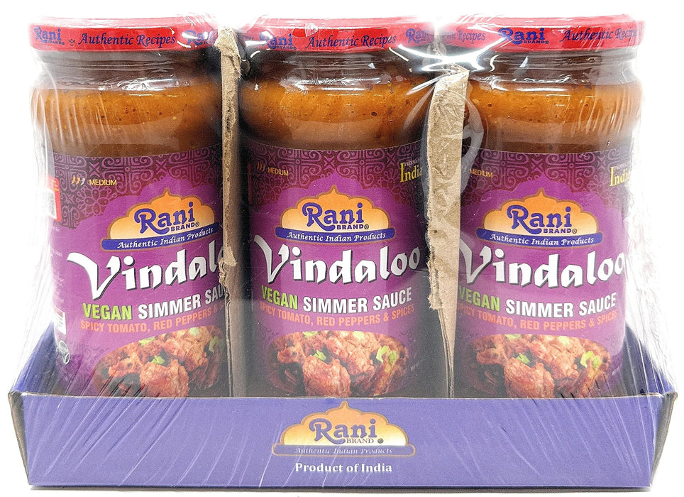 Rani Vindaloo Curry Vegan Simmer Sauce (Spicy Tomato, Red Peppers & Spices) 14oz (400g) Glass Jar, Pack of 5 +1 FREE ~ Easy to Use | Vegan | No Colors