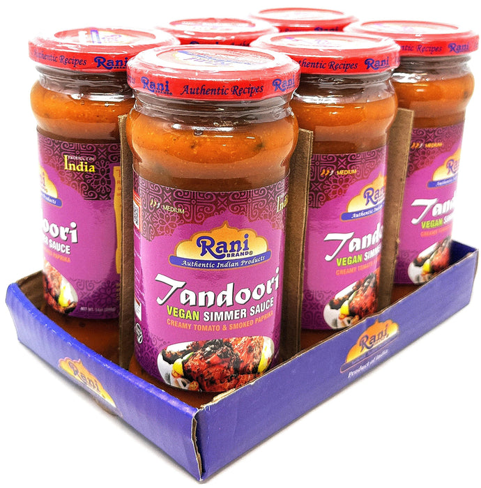 Rani Tandoori Curry Vegan Simmer Sauce (Creamy Tomato & Smoked Paprika) 14oz (400g) Glass Jar, Pack of 5 +1 FREE ~ Easy to Use | Vegan | No Colors | All Natural | NON-GMO | Gluten Free | Indian Origin