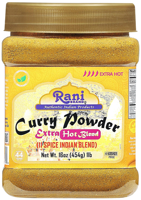 Rani Curry Powder EXTRA HOT Natural 11-Spice Blend 16oz (1lbs) 454g PET Jar ~ Salt Free | Vegan | Gluten Friendly | NON-GMO | Kosher | Indian Origin