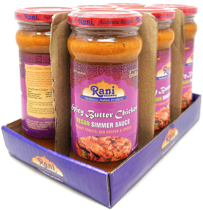 Rani Spicy Butter Chicken Curry Vegan Simmer Sauce 14oz (400g) Glass Jar, Pack of 5 +1 FREE ~ Easy to Use | Vegan | No Colors | All Natural | NON-GMO | Gluten Free | Indian Origin