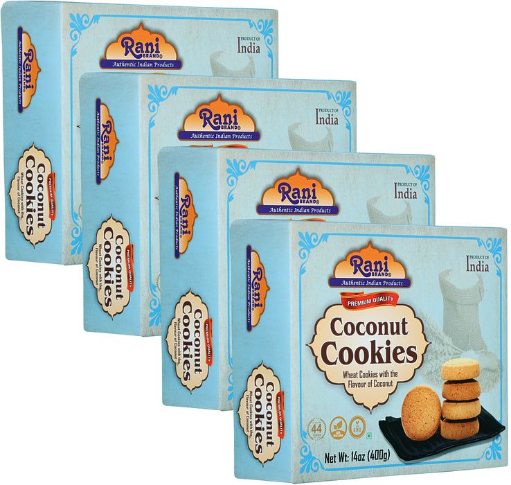 Rani Coconut Cookies (Wheat Cookies with the Flavor of Coconut) 14oz (400g) Pack of 3+1 FREE, Premium Quality Indian Cookies ~ Vegan | Non-GMO | Indian Origin