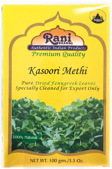 Rani Fenugreek Leaves Dried, All Natural (Kasoori Methi) 100g (3.5oz) ~ Gluten Friendly | NON-GMO ~ Vegan