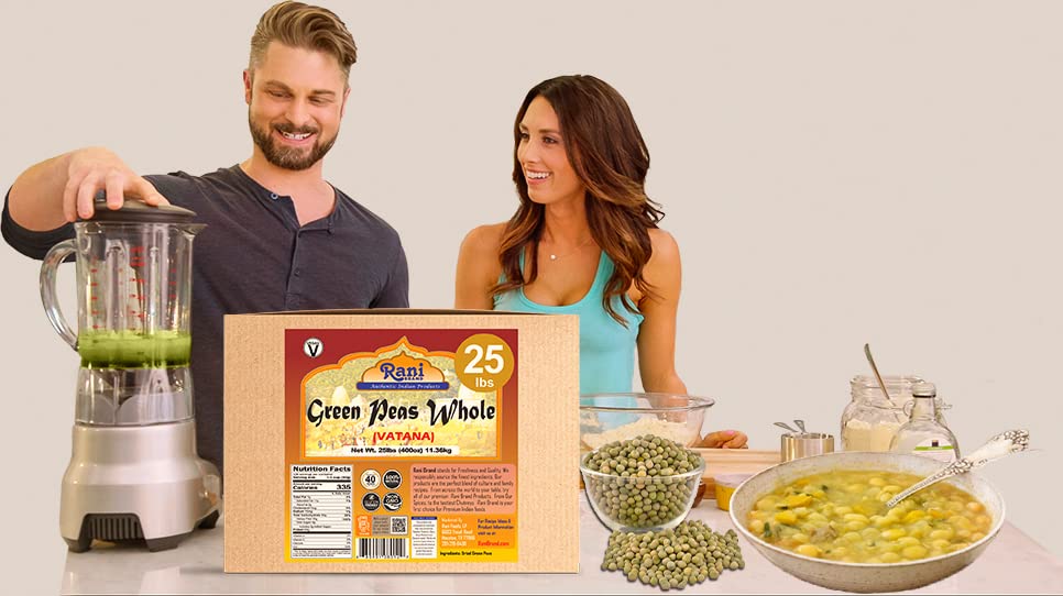 Rani Green Peas Whole, Dried (Marrowfat Peas, Vatana, Matar) 400oz (25lbs) 11.36kg Bulk Box ~ Used to make Mushy Peas | All Natural | Vegan | Gluten Friendly | Product of USA