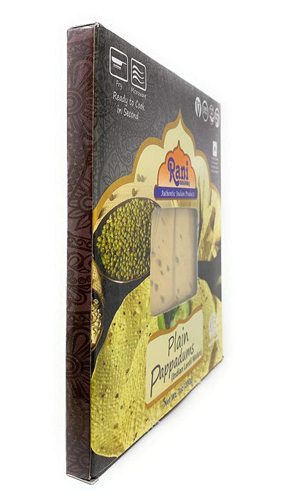 Rani Pappadums (Indian Lentil Wafer Snack) Plain Papad 7oz (200g) Approximately 15pc, 7 inches, Pack of 12 ~ All Natural | Gluten Friendly | NON-GMO