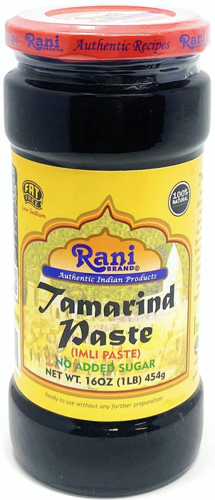 Rani Tamarind Paste Puree (Imli) 16oz (1lb) 454g Glass Jar, No added sugar, Pack of 5+1 FREE ~ All Natural | Vegan | Gluten Free | No Colors | NON-GMO | Indian Origin