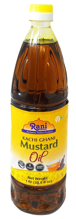 Rani Mustard Oil (Kachi Ghani) 33.8 Ounce (1 Liter) Pack of 2, NON-GMO | Gluten Free | Vegan | 100% Natural