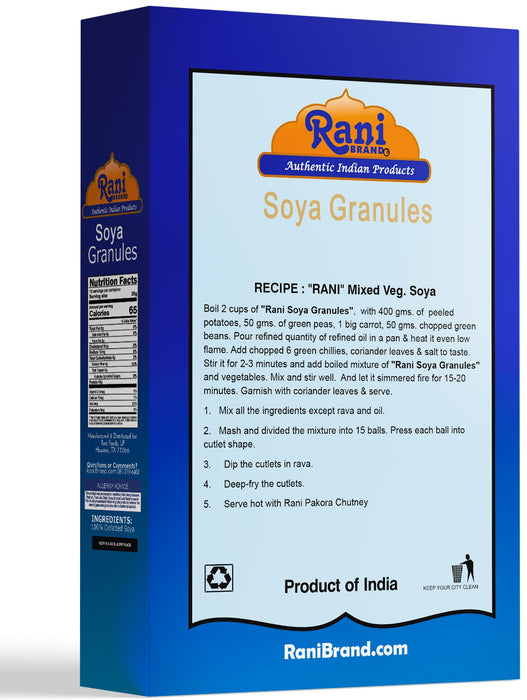 Rani Soya Granules (High Protein) 7oz (200g) ~ All Natural, Salt-Free | Vegan | No Colors | Gluten Friendly | Meat Alternate Substitute