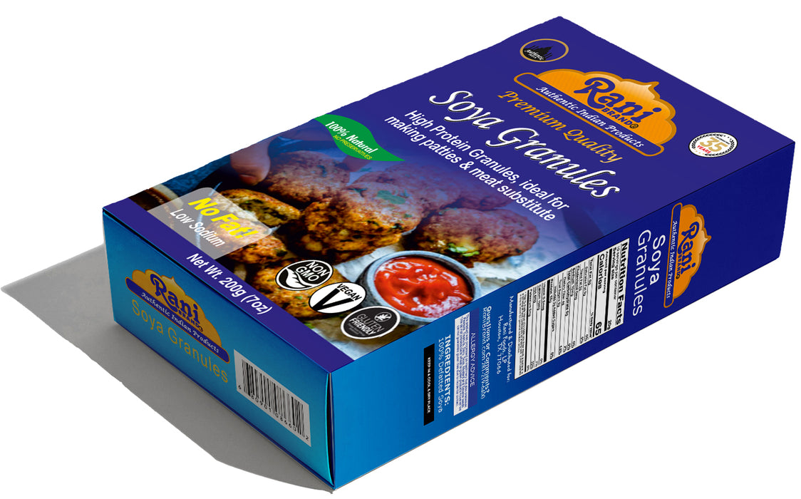 Rani Soya Granules (High Protein) 7oz (200g) ~ All Natural, Salt-Free | Vegan | No Colors | Gluten Friendly | Meat Alternate Substitute