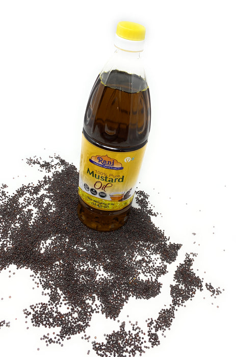 Rani Mustard Oil (Kachi Ghani) 33.8 Ounce (1 Liter) NON-GMO | Gluten Free | Vegan | 100% Natural