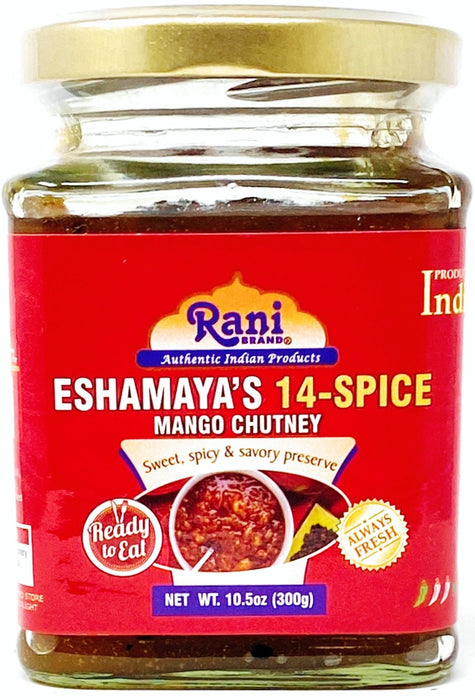 Rani 14-Spice Eshamaya's Mango Chutney (Indian Preserve) 10.5oz (300g) Glass Jar, Ready to eat, Vegan ~ Gluten Free, All Natural, NON-GMO