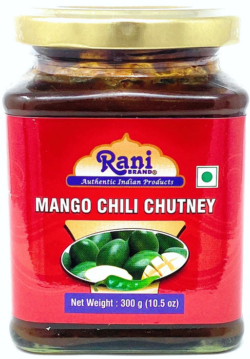 Rani Mango Chili Chutney (Spicy Indian Preserve) 10.5oz (300g) Glass Jar, Ready to eat, Vegan ~ Gluten Free, All Natural, NON-GMO