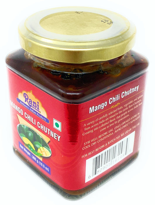 Rani Mango Chili Chutney (Spicy Indian Preserve) 10.5oz (300g) Glass Jar, Ready to eat, Vegan ~ Gluten Free, All Natural, NON-GMO