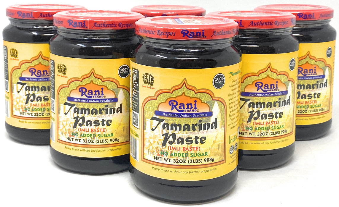 Rani Tamarind Paste Puree (Imli) 32oz (2lbs) 908g Bulk Glass Jar, No Added Sugar, Pack of 5+1 Free ~ All Natural | Vegan | Gluten Free