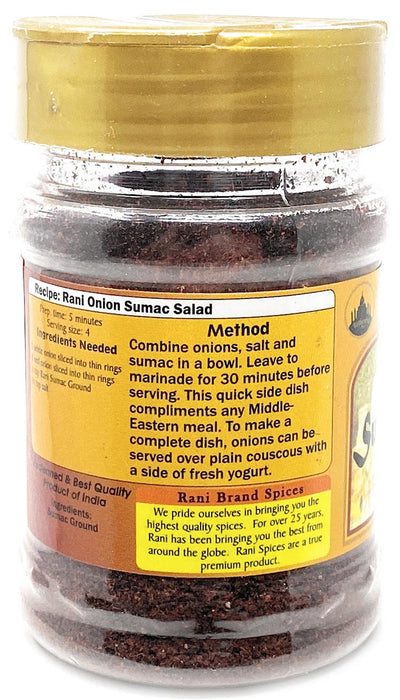 Rani Sumac (Sumak) Spice Ground Powder 3oz (85g) PET Jar ~ All Natural, Salt-Free | Vegan | No Colors | Gluten Friendly | NON-GMO