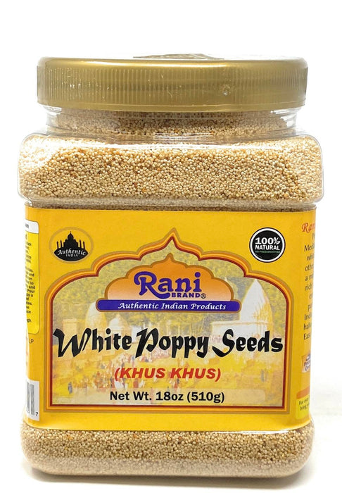 Rani White Poppy Seeds Whole (Khus Khus) 18oz (1.12lbs) 510g PET Jar ~ Natural | Vegan | Gluten Friendly | NON-GMO