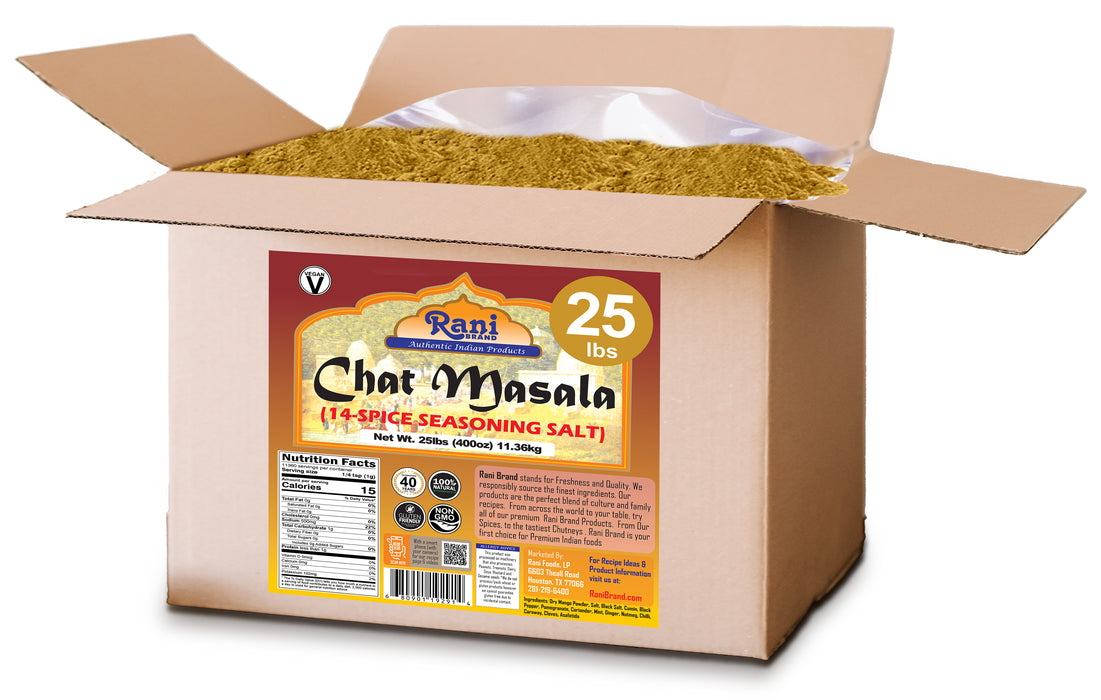 Rani Chat Masala (14 Spice Seasoning Salt) Tangy Indian Seasoning 400oz (25lbs) 11.36kg Bulk Box ~ All Natural | No MSG | Vegan | Gluten Friendly
