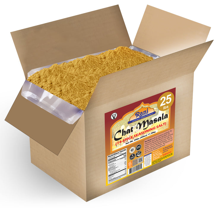 Rani Chat Masala (14 Spice Seasoning Salt) Tangy Indian Seasoning 400oz (25lbs) 11.36kg Bulk Box ~ All Natural | No MSG | Vegan | Gluten Friendly