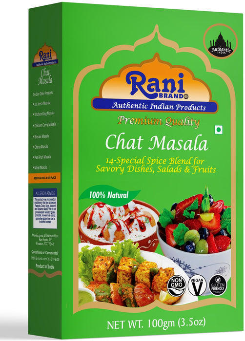 Rani Chat Masala (14 Spice Seasoning Salt) Tangy Indian Seasoning 3.5oz (100g) ~ All Natural | No MSG | Vegan | No Colors | Gluten Friendly | NON-GMO