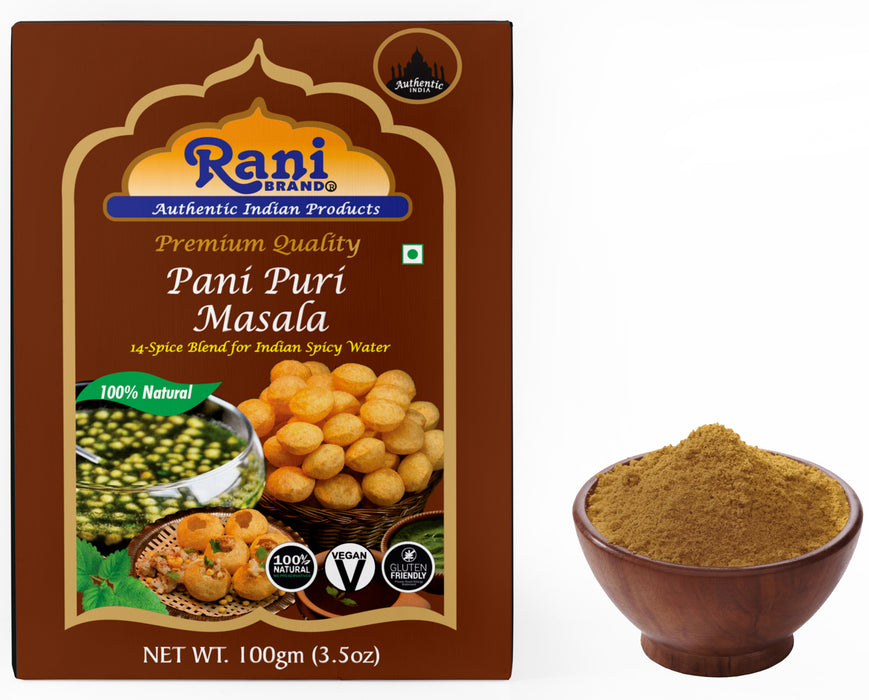 Rani Pani Puri Masala (14-Spice Blend for Indian Spicy Water) 3.5oz (100g) ~ All Natural | Vegan | No Colors | Gluten Friendly | Indian Origin