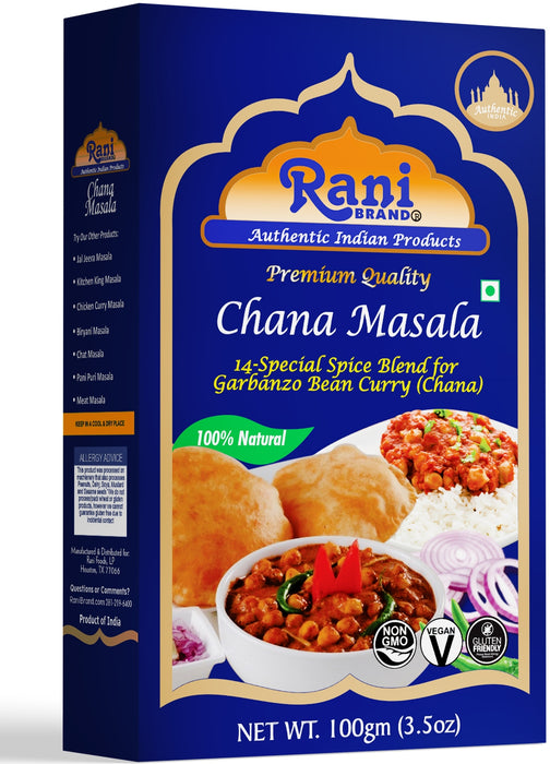 Rani Chana Masala (Garbanzo Curry 15-Spice Blend) 3.5oz (100g) ~ All Natural | Vegan | No Colors | Gluten Friendly | NON-GMO