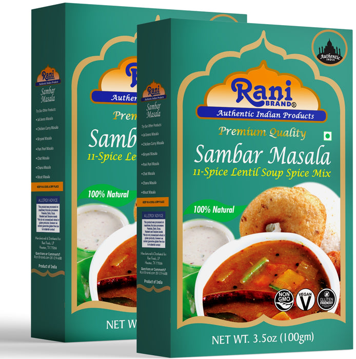 Rani Sambar Masala (Lentil Soup Spice Blend) 3.5oz (100g) ~ All Natural | Vegan | No Colors | Gluten Friendly | NON-GMO | Indian Origin