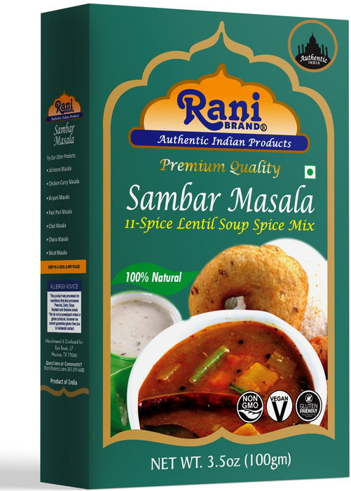 Rani Sambar Masala (Lentil Soup Spice Blend) 3.5oz (100g) ~ All Natural | Vegan | No Colors | Gluten Friendly | NON-GMO | Indian Origin