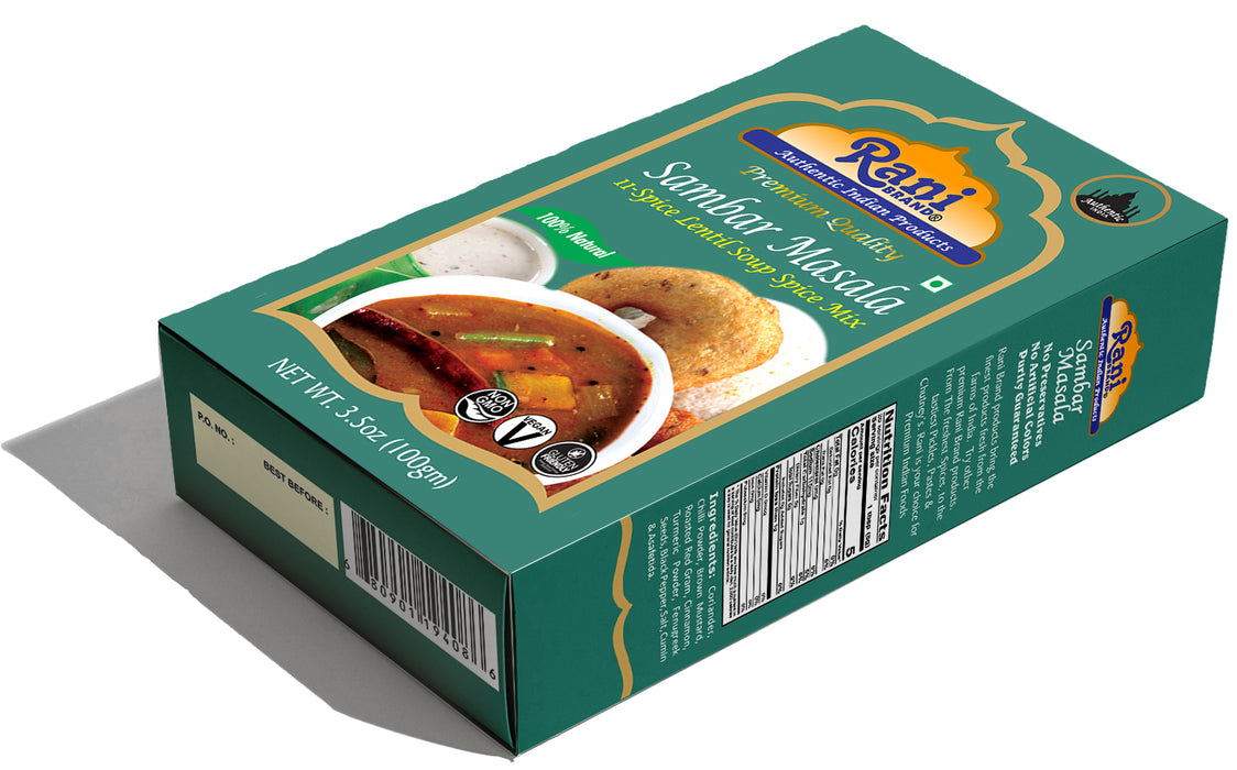 Rani Sambar Masala (Lentil Soup Spice Blend) 3.5oz (100g) ~ All Natural | Vegan | No Colors | Gluten Friendly | NON-GMO | Indian Origin