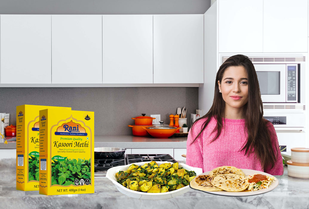 Rani Fenugreek Leaves Dried, All Natural (Kasoori Methi) 400g (14oz) ~ Gluten Friendly | NON-GMO ~ Vegan