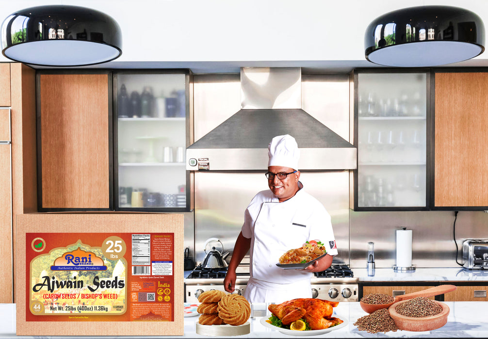 Rani Ajwain Seeds (Carom Bishops Weed) Spice Whole 400oz (25lbs) 11.36kg Bulk Box ~ All Natural | Vegan | Gluten Friendly | Kosher | NON-GMO