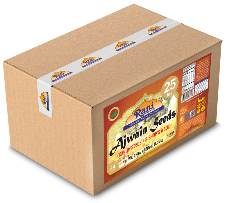 Rani Ajwain Seeds (Carom Bishops Weed) Spice Whole 400oz (25lbs) 11.36kg Bulk Box ~ All Natural | Vegan | Gluten Friendly | Kosher | NON-GMO