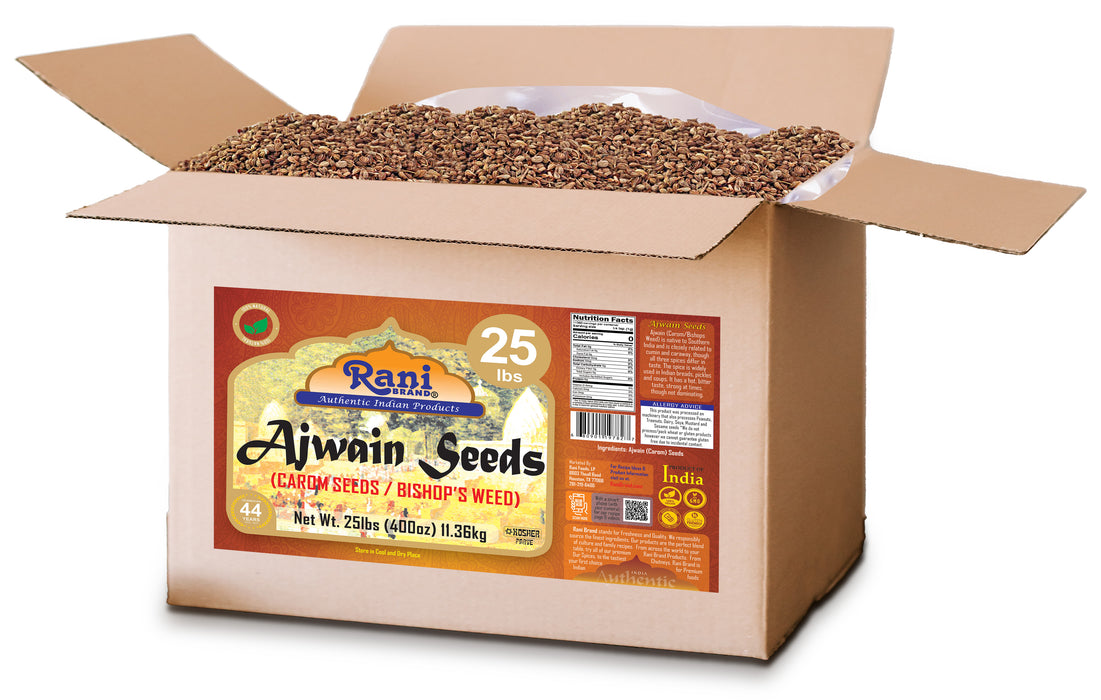 Rani Ajwain Seeds (Carom Bishops Weed) Spice Whole 400oz (25lbs) 11.36kg Bulk Box ~ All Natural | Vegan | Gluten Friendly | Kosher | NON-GMO