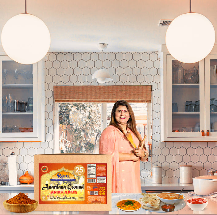 Rani Anardana (Pomegranate) Ground, Indian Spice 400oz (25lbs) 11.36kg Bulk Box ~ All Natural | No Color | Gluten Friendly | Vegan | NON-GMO | Kosher | No Salt or fillers