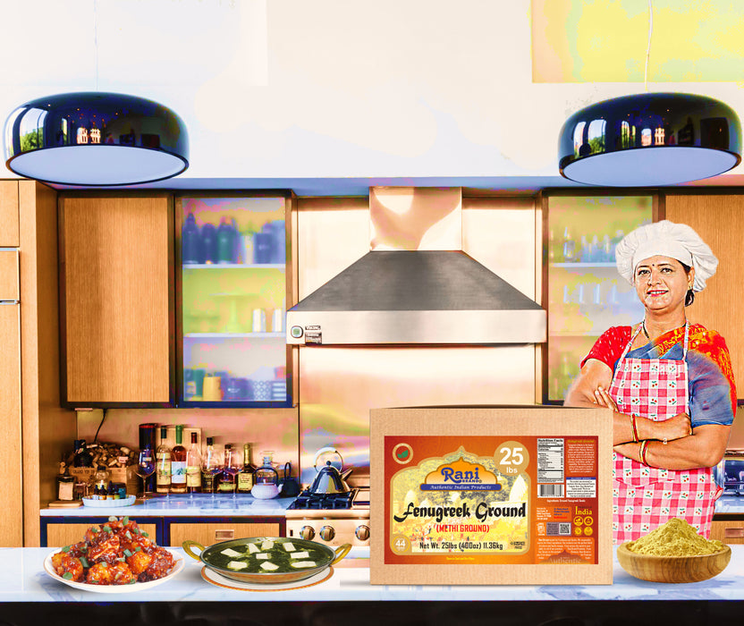 Rani Fenugreek (Methi) Seeds Ground Powder 400oz (25lb) 11.36kg Bulk Box, Trigonella foenum graecum ~ All Natural | Vegan | Gluten Friendly | Non-GMO | Indian Origin, used in cooking & Ayurvedic spice