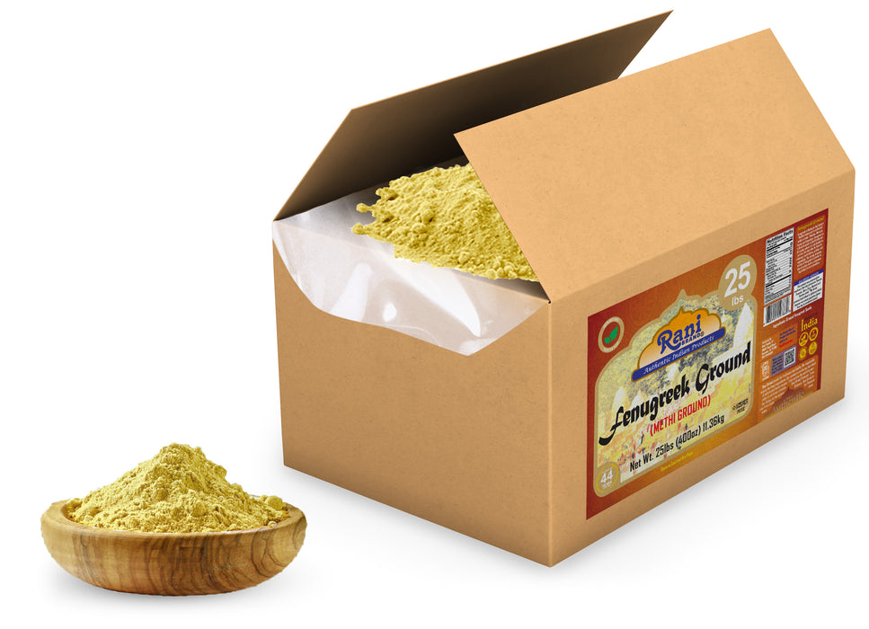 Rani Fenugreek (Methi) Seeds Ground Powder 400oz (25lb) 11.36kg Bulk Box, Trigonella foenum graecum ~ All Natural | Vegan | Gluten Friendly | Non-GMO | Indian Origin, used in cooking & Ayurvedic spice