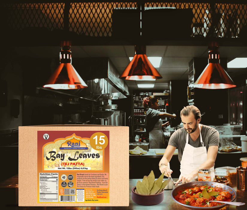 Rani Bay Whole Leaf (Leaves) Spice Hand Selected Extra Large 240oz (15lbs) 6.8kg Bulk Box ~ All Natural | Gluten Friendly | NON-GMO | Vegan | Indian Origin (Tej Patta)