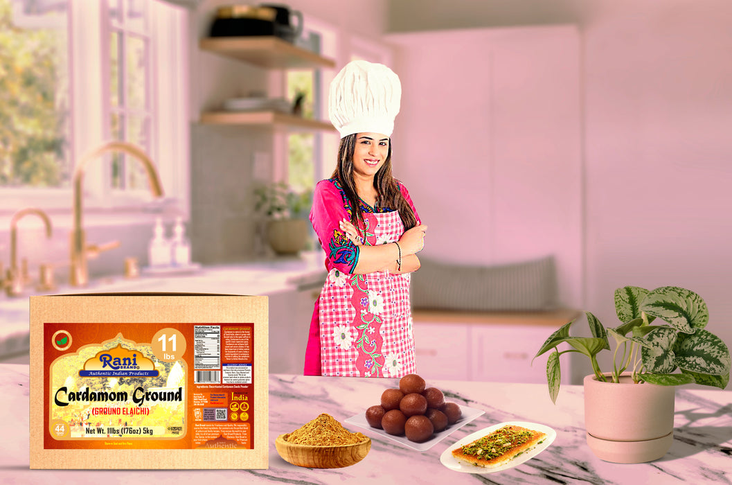 Rani Cardamom (Elachi) Ground, Powder Indian Spice 176oz (11lbs) 5kg Bulk Box ~ All Natural | No Color Added | Gluten Friendly | Vegan | NON-GMO | Kosher | No Salt or Fillers