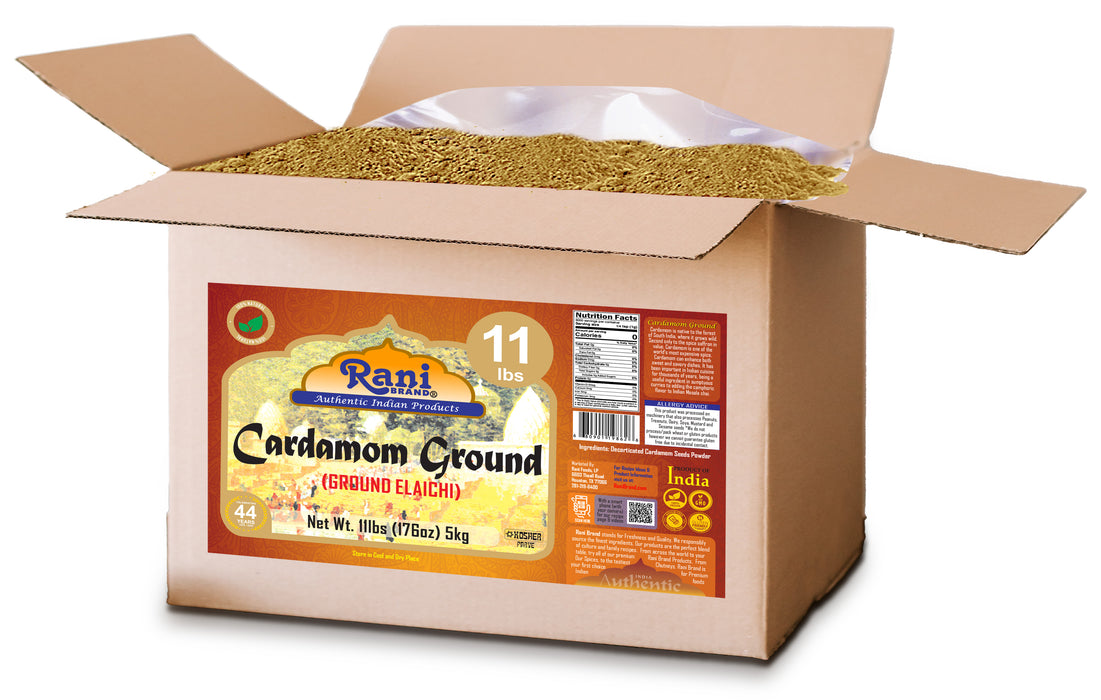 Rani Cardamom (Elachi) Ground, Powder Indian Spice 176oz (11lbs) 5kg Bulk Box ~ All Natural | No Color Added | Gluten Friendly | Vegan | NON-GMO | Kosher | No Salt or Fillers