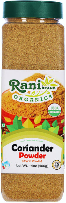 Rani Organic Coriander Powder (Dhania Powder) 14oz (400g) PET Jar ~ All Natural | Vegan | Gluten Friendly | Indian Origin | USDA Certified Organic