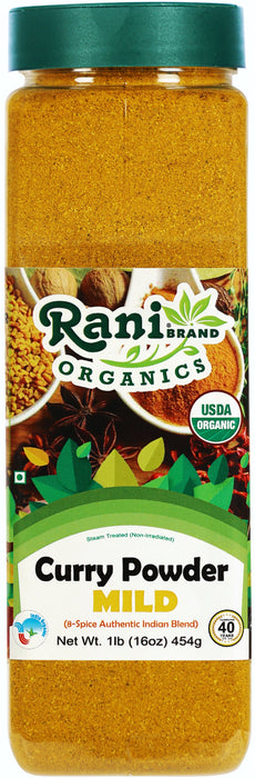 Rani Organic Curry Powder Mild (8-Spice Authentic Indian Blend) 16oz (1lb) 454g PET Jar ~ All Natural | Salt-Free | Vegan | USDA Certified Organic