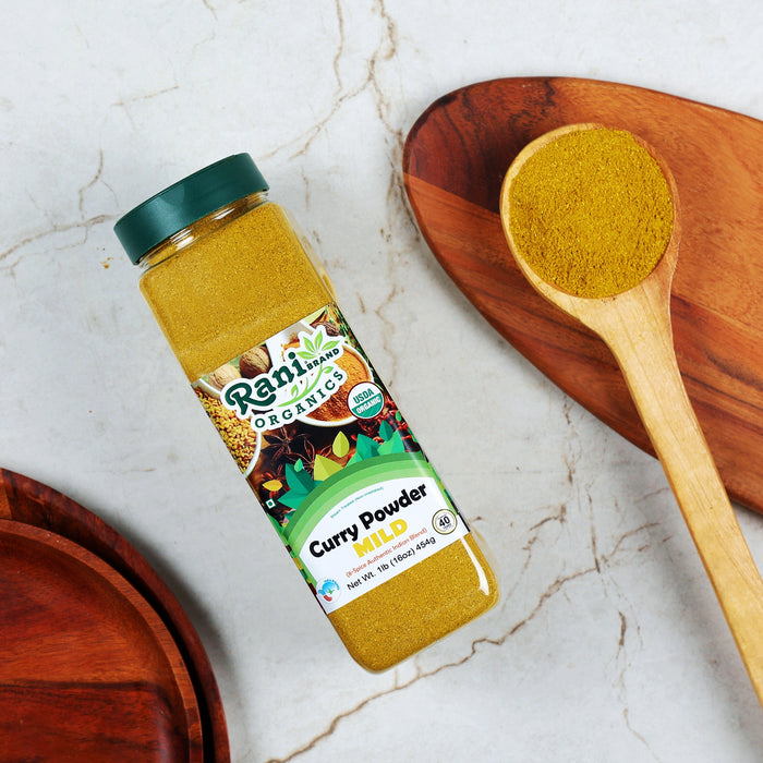 Rani Organic Curry Powder Mild (8-Spice Authentic Indian Blend) 16oz (1lb) 454g PET Jar ~ All Natural | Salt-Free | Vegan | USDA Certified Organic