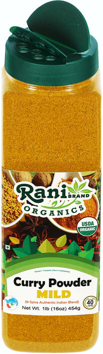 Rani Organic Curry Powder Mild (8-Spice Authentic Indian Blend) 16oz (1lb) 454g PET Jar ~ All Natural | Salt-Free | Vegan | USDA Certified Organic