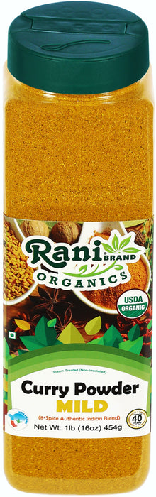 Rani Organic Curry Powder Mild (8-Spice Authentic Indian Blend) 16oz (1lb) 454g PET Jar ~ All Natural | Salt-Free | Vegan | USDA Certified Organic
