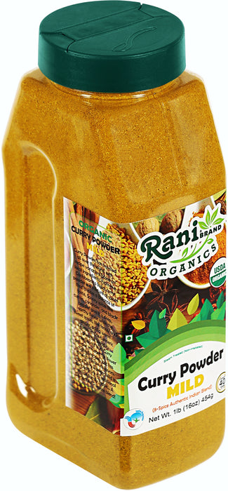 Rani Organic Curry Powder Mild (8-Spice Authentic Indian Blend) 16oz (1lb) 454g PET Jar ~ All Natural | Salt-Free | Vegan | USDA Certified Organic